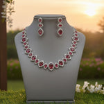 Yuvika Silver Polish CZ Designer Necklace Set