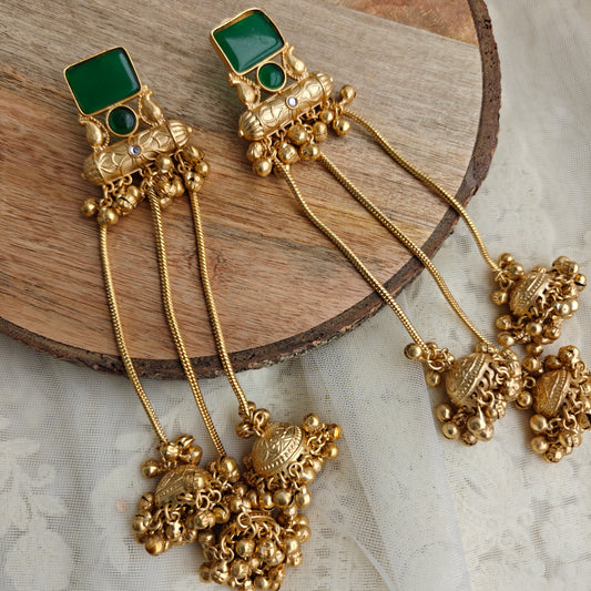 Women Brass Zooni Kashmiri Gold Plated Chandbalis