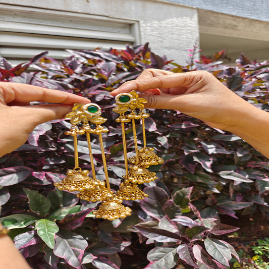 Traditional Kashmiri Handcrafted Kanchan Jhumka Earrings