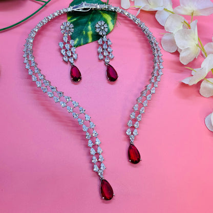 Hania Silver Polish CZ Designer Necklace Set