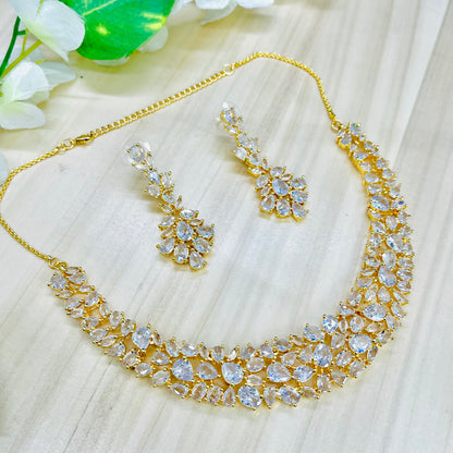 Nalina White Stone CZ Designer Necklace Set