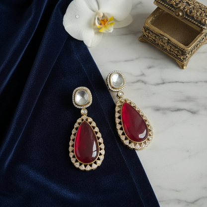 Priya Classy Kundan Moissanite Drop Earrings