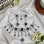 Ramaya Elegant Zirconia Blue Stoned Necklace Set with Mangtikka