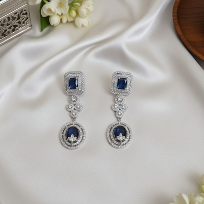 Ramaya Elegant Zirconia Blue Stoned Necklace Set with Mangtikka