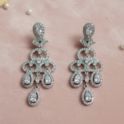 Tara Trendy Moissanite AD Drops Necklace and Earrings Set