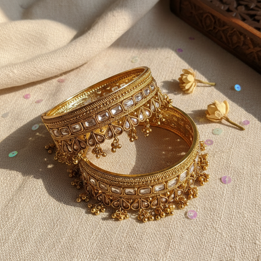 Pihu Traditional Rajwada Gold Plated Ghungroo Bangle Kada