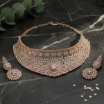Yara Rose Gold Polish CZ Designer Necklace Set