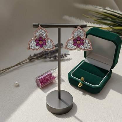 Kimaya Designer Minimal Purple Flower Earrings Stud