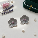 Amira Delicate AD Flower Purple Earrings Stud
