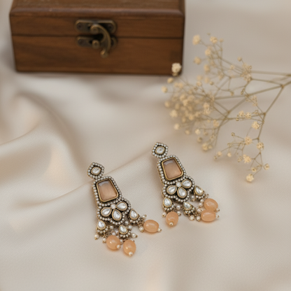 Kiran Kundan Coral Moissanite Bridal Layered Necklace With Mangtikka Set