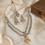 Kiran Kundan Coral Moissanite Bridal Layered Necklace With Mangtikka Set