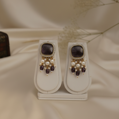 Sukhi Royal Kundan Moissanite White Beaded Necklace Set with Dori