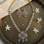 Kirana Royal Designer Gold Plated Purple Pendent Necklace Earrings Set