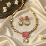 Classy Indira Iris Moissanite Kundan Beaded Necklace and Earrings