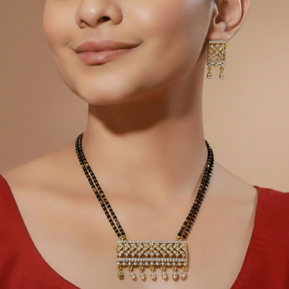 Sanaya White Stone CZ Designer Mangalsutra Set