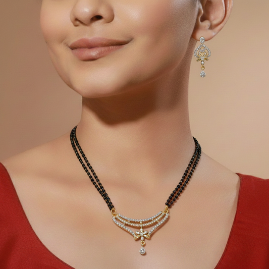 Sanya White Stone CZ Designer Mangalsutra Set
