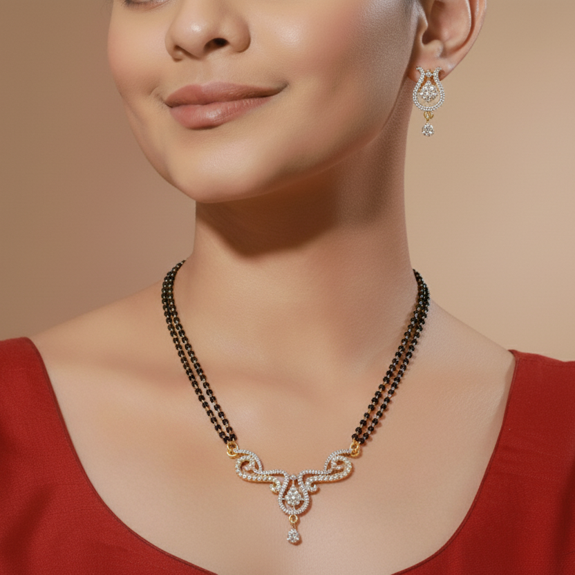 Taara White Stone CZ Designer Mangalsutra Set
