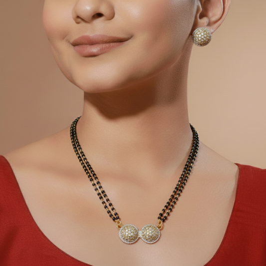 Tavisha White Stone CZ Designer Mangalsutra Set