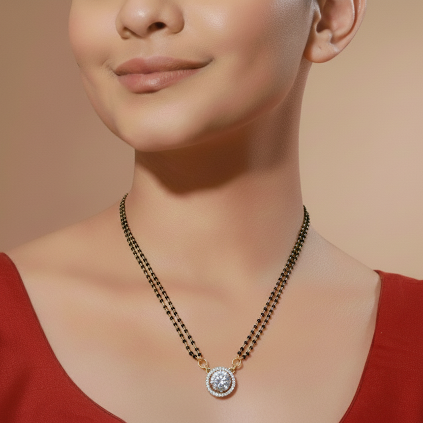 Tia White Stone CZ Designer Mangalsutra Set