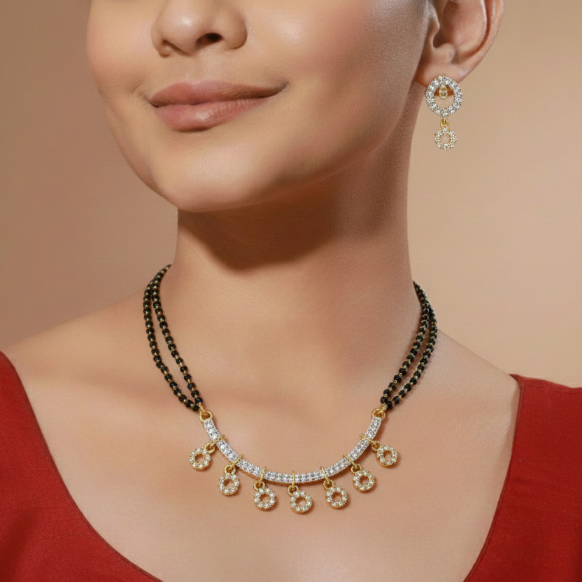 Trisha White Stone CZ Designer Mangalsutra Set