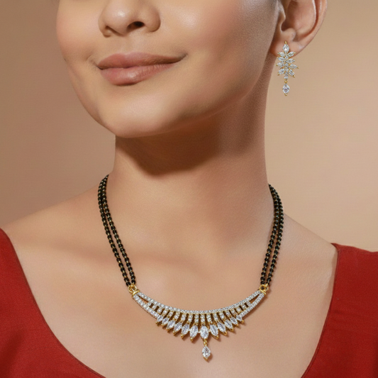Urvi White Stone CZ Designer Mangalsutra Set