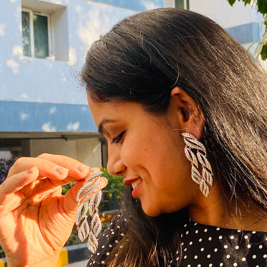 Pari Silver Polish AD Designer Earrings