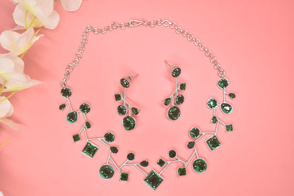 Namra Emerald Green CZ Designer Necklace Set