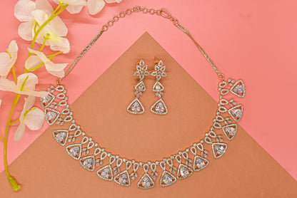 Shreya Rose Gold CZ Designer Necklace Set