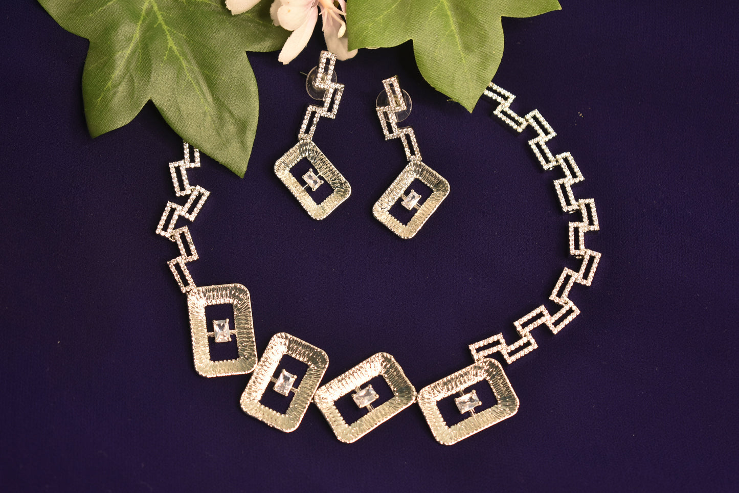 Sunhari Rose Gold Polish CZ Designer Choker Set