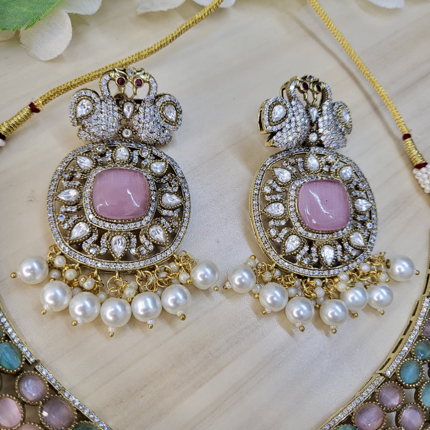 Zara Baby Pink Kundan Designer Necklace Set