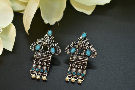 Viana Blue Oxidized Earrings