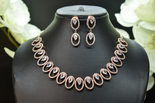 Prisha White Stone CZ Designer Necklace Set