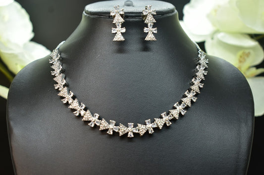 Kashvi Silver Polish CZ Designer Necklace Set