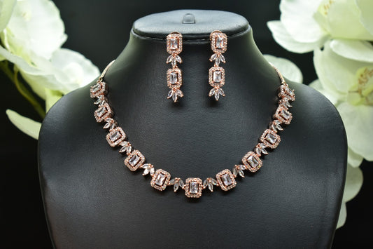 Ira White Stone CZ Designer Necklace Set