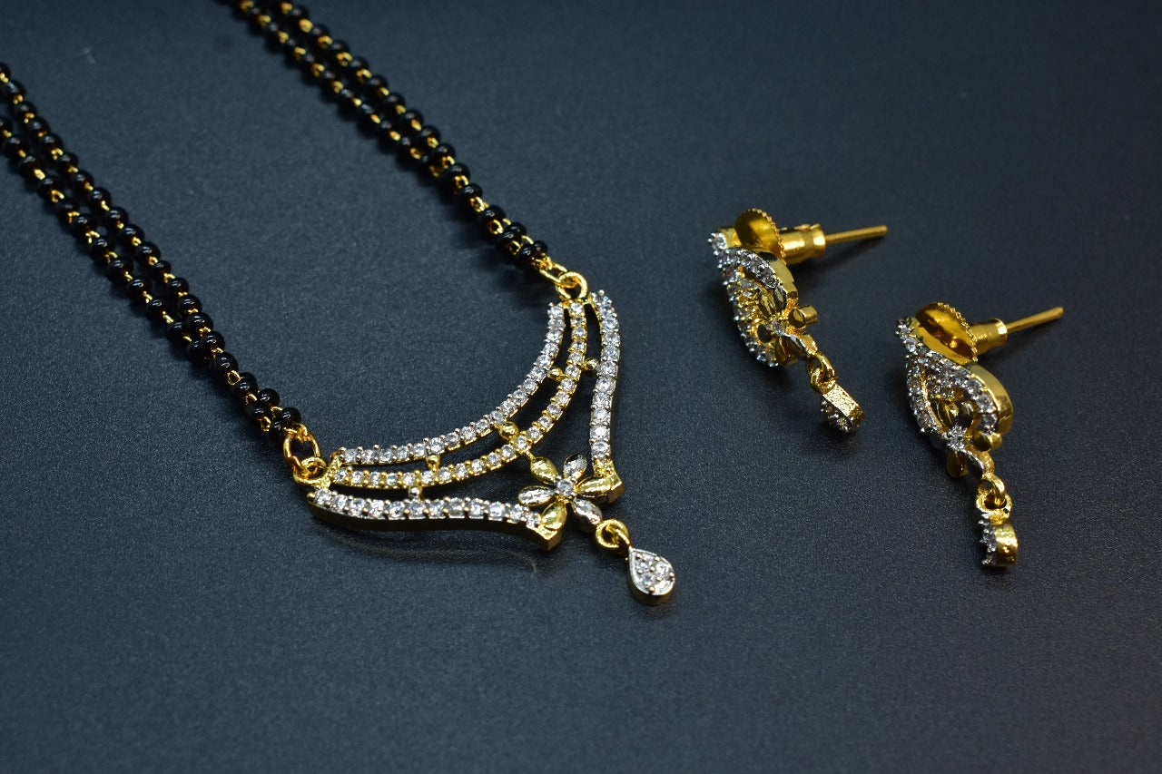 Sanya White Stone CZ Designer Mangalsutra Set