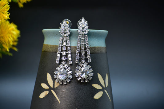 Malvi Silver Polish AD Designer Earrings