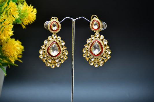 Maithili Gold Polish Kundan Stone Designer Earrings