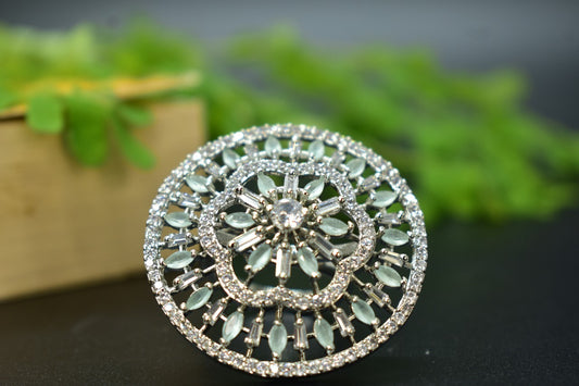 Lily Silver Round AD Designer Ring