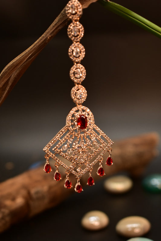 Lina Red AD Designer Maangtikka