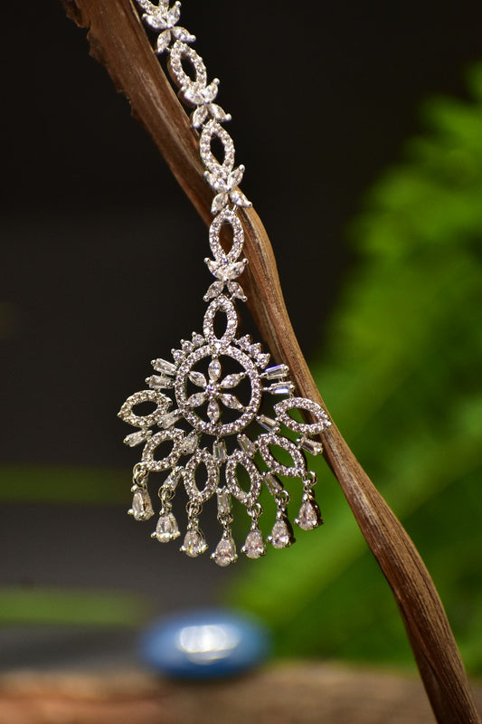AD Mang tikka with silver polish displayed on a branch of a tree