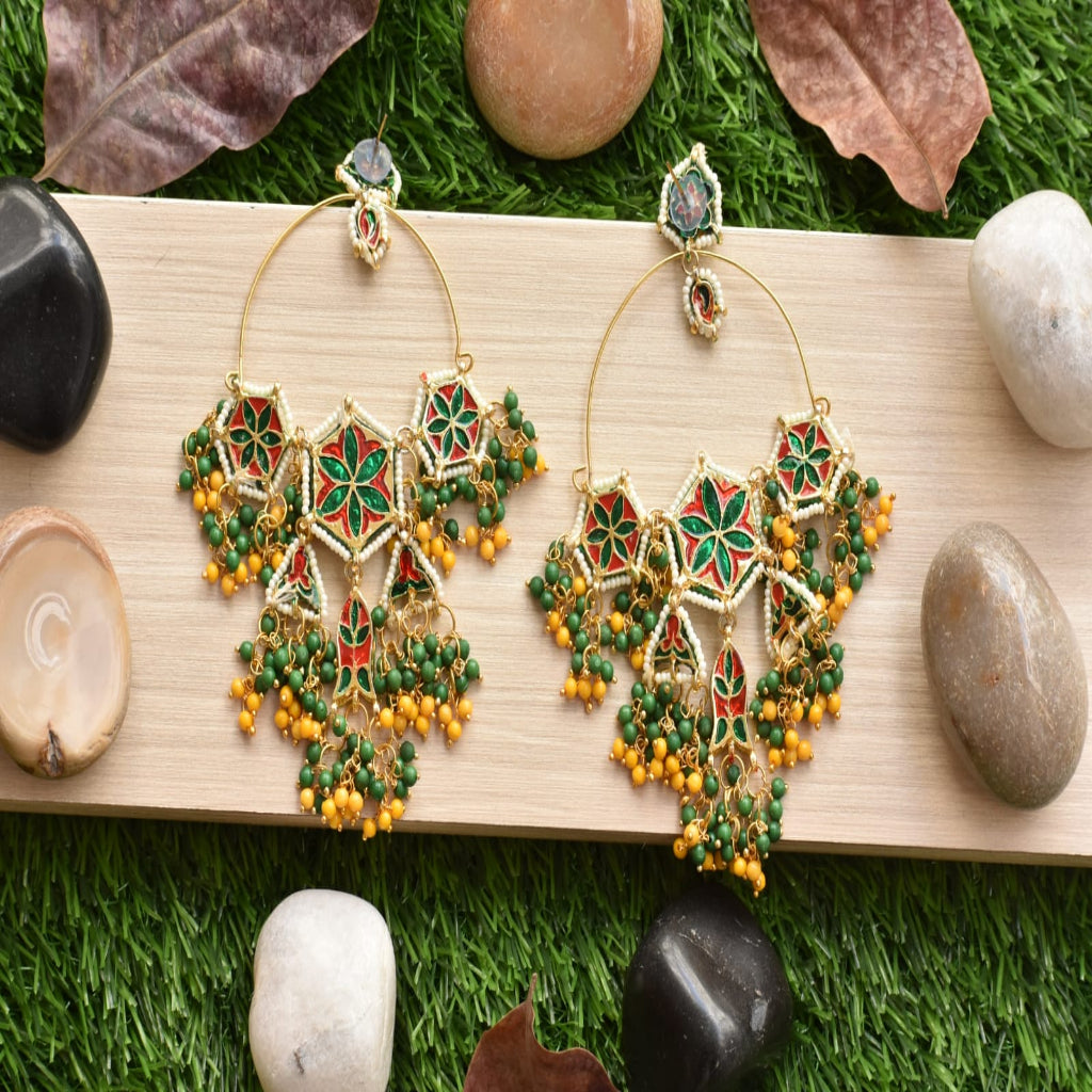 Yellow Polki dangle earrings