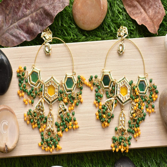Yellow polki Dangle earrings