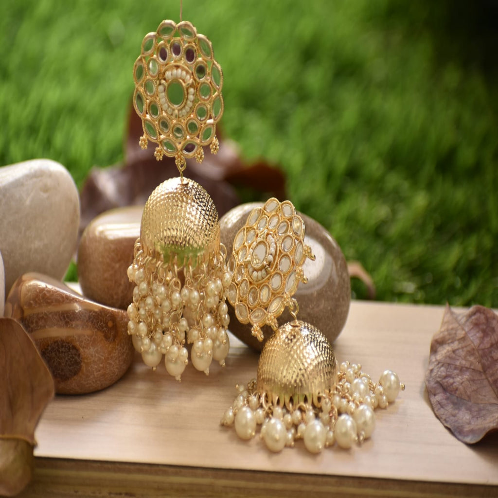 White Polki earrings