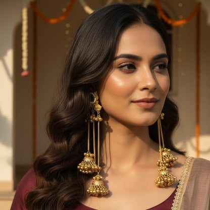 Traditional Kashmiri Handcrafted Kanchan Jhumka Earrings