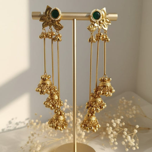 Traditional Kashmiri Handcrafted Kanchan Jhumka Earrings