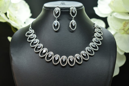 Prisha White Stone CZ Designer Necklace Set
