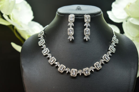 Ira White Stone CZ Designer Necklace Set