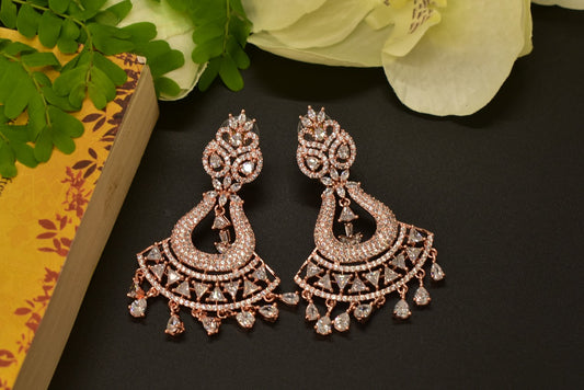 Elina Rose Gold Polish AD Designer Earrings