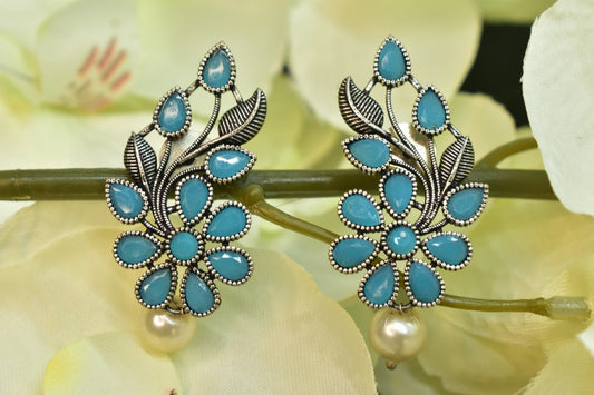 Yara Blue Oxidized Earrings