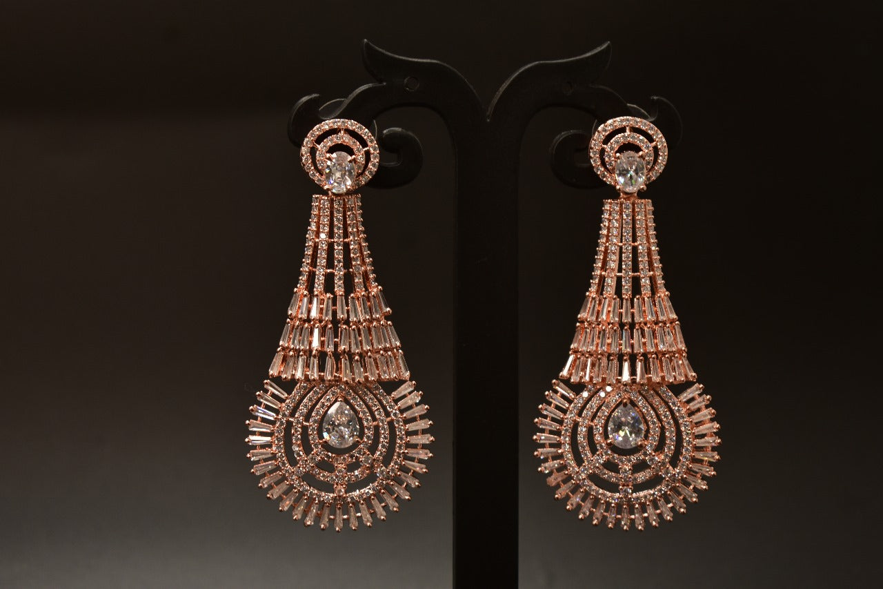 Alina Rose Gold Polish AD Designer Earrings
